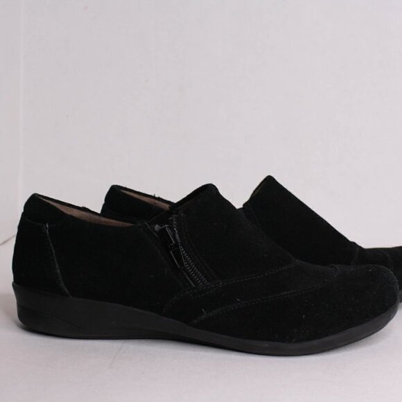 Natural Soul Slip On Zipper Shoes Black Suede Size 8M - Picture 1 of 5
